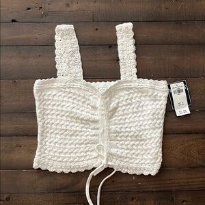 COPY - Boho White Knit Crop Top